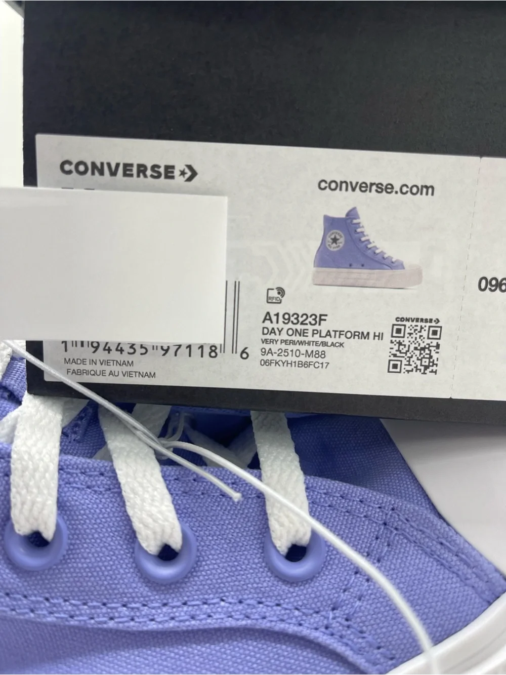Converse A19323F DAY ONE PLATFORM HI VERY PERI/WHITE/BLACK Platform Sneakers